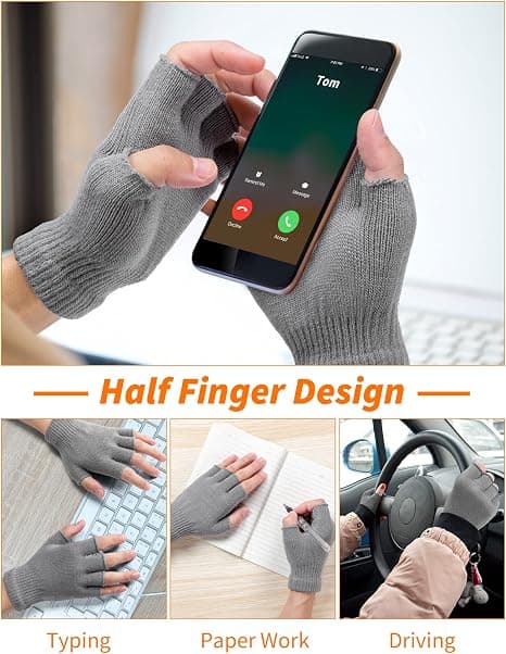 2 Par Fingerløse Vinterhandsker, Unisex Varme Termiske Halvfinger