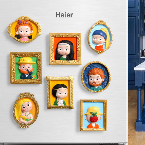 4 kreativa harts kylskåp klistermärken 3D världsberömd bild