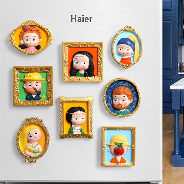 4 luovaa hartsimagneetti-jääkaappitarraa 3D maailmankuulu kuva fr