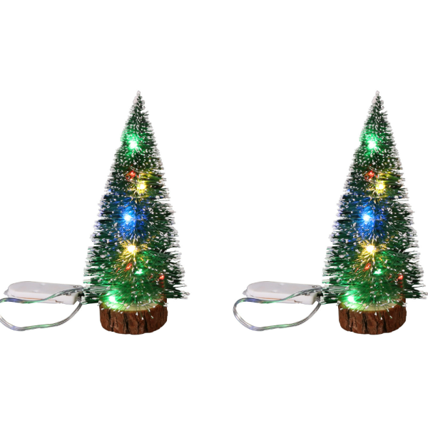 2 kpl Green Cedar LED Light White Edge Pine Needle joulukoristeita