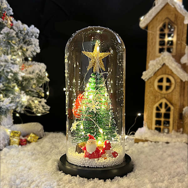 Glasdæksdekorationer Julekreative gaver LED-lys Chris