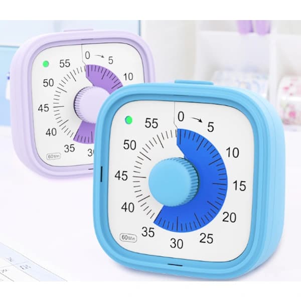 Time Timer Home - 60 minutters visuel timer, studieværktøj til hjemmeundervisningsmaterialer, kontorborde og møder, lydløs tilstand