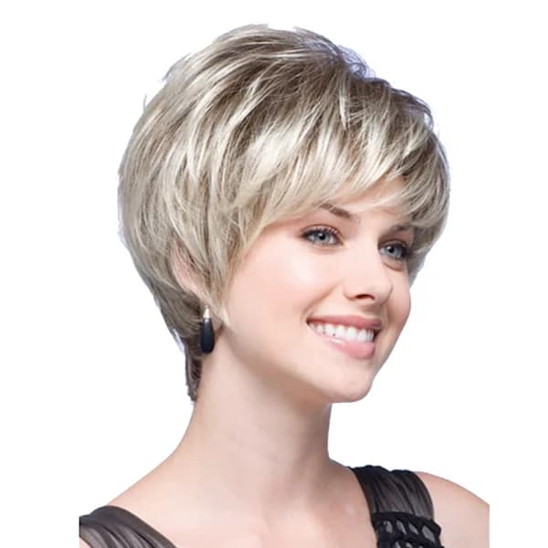 Chic kort parykk for kvinner - superlett og pustende modell 2 Lys blond