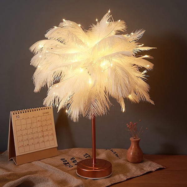 Kreativ fjäder bordslampa med fjärrkontroll USB/AA-batteri