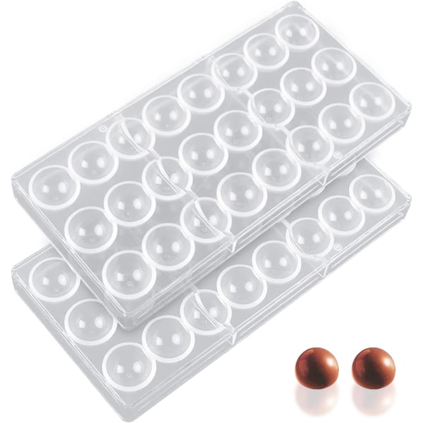 2-pack Polykarbonat Chokladform, Halvsfärisk Polykarbonatform