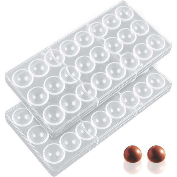 2 stk. Polycarbonat chokoladeform, halvkugleformet polycarbonatform