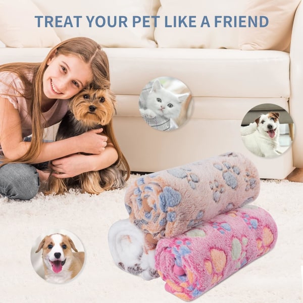 Mjuk Hund/Kattfilt, 3-pack 76*52cm Mjuk Varm Husdjursfilt B
