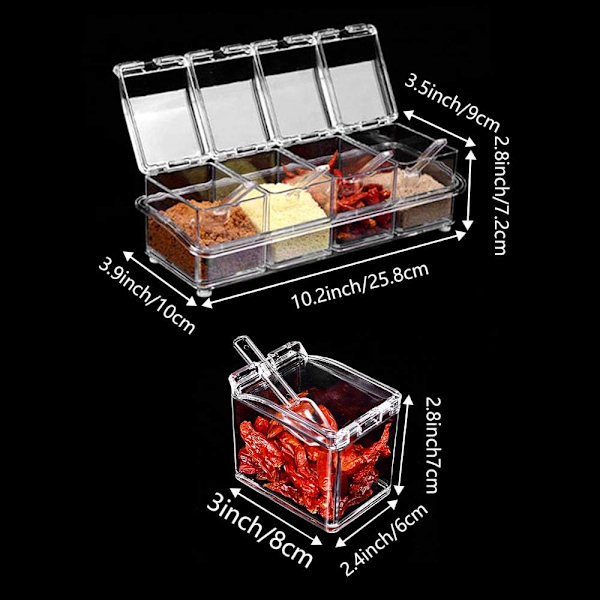 4-delad kryddburksset Transparent Salt Spice Jar,Spice J DXGHC