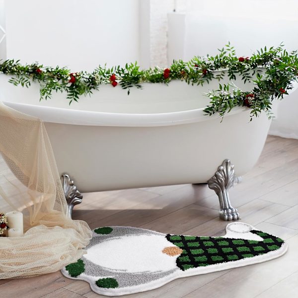 Söta Tomtar Jul Badrumsmattor Mjuka Vattenabsorberande Roliga Gröna