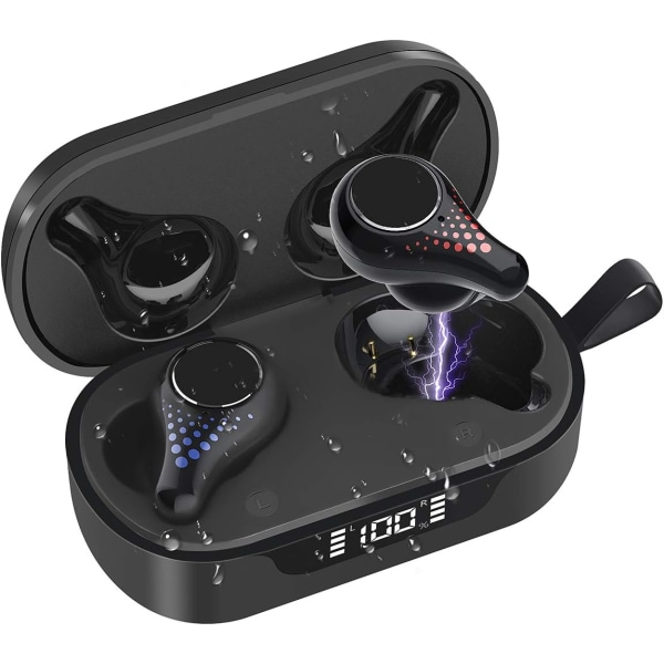 Bluetooth 5.0-hörlurar Trådlösa stereohörlurar, inbyggd mikrof
