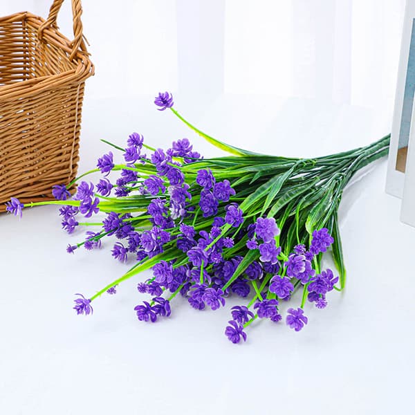 10 stykker kunstige blomster til utendørs, plastblomsterdekorasjon