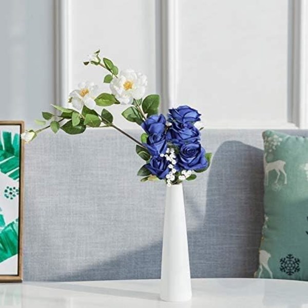 12 stycken konstgjorda rosenblommor i sammet, falska långa stjälkar, DXGHC