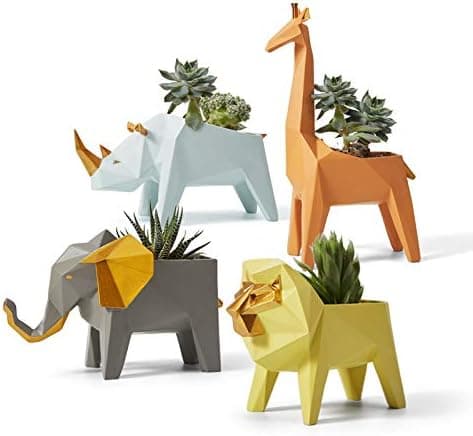 Art Rhino Planter Pot Staty Konstpresent Figur Resin Skulptur D