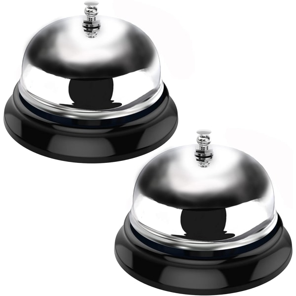 2 Pack-Call Bell-Silver, Service Bell Dinner Desk Bell för Res DXGHC