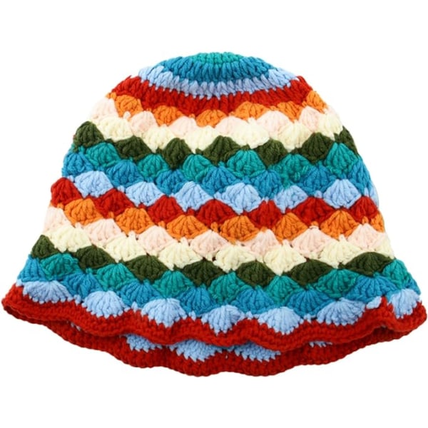 Virkad Bucket Hat Kvinna Trendig Stickad Blommig Floppy Cap Söt B DXGHC