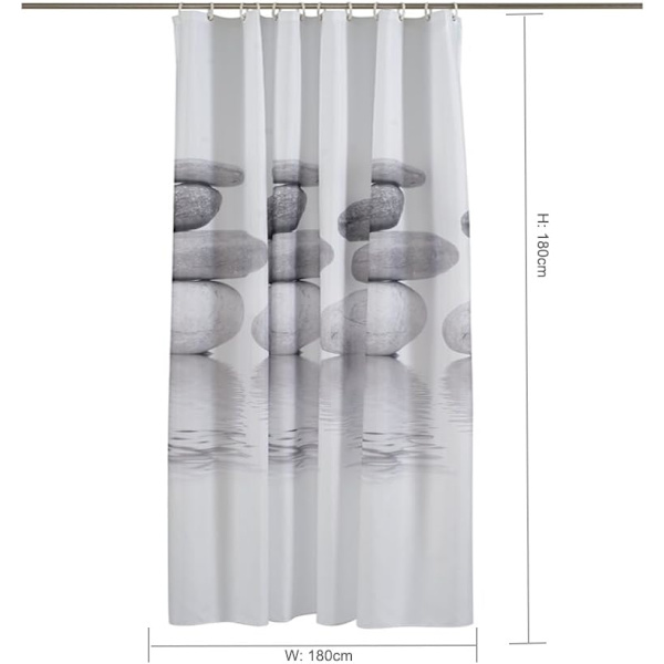72\"x72\" Duschslinga i Pebble Grey, Vattenavvisande, Mögelresistent