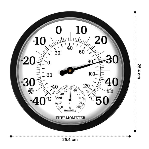 10 Tommer Indendørs Udendørs Hygrometer Termometer Stor Tal 2 i 1