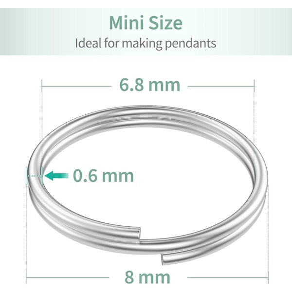 500 st 8 mm Dubbla Öglor Split Jump Rings Mini Metallring Con
