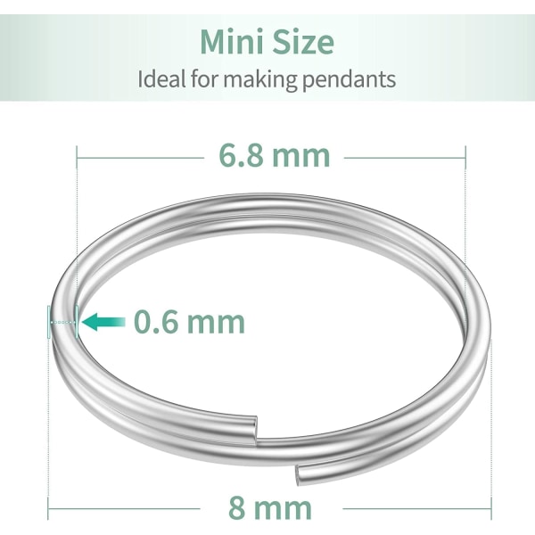 500 stk. 8 mm Dobbelt Sløjfer Split Springringe Mini Metal Ring Con