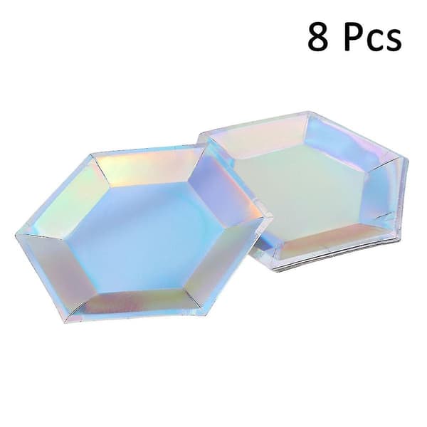 8 st Iridescent Engångsservis Party Papperstallrikar Papper DXGHC