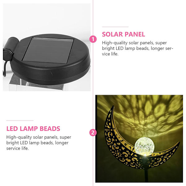 Have Solarlamper til Havegang - Udendørs Måne Crackle Glas Globe Stak