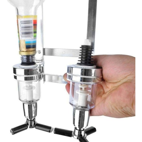 Veggmontert vinstativ, doseringsflaskedispenser, aluminium 2 flasker
