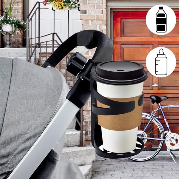 Sæt med 2 universelle kopholdere til barnevogn, trolley eller rollator