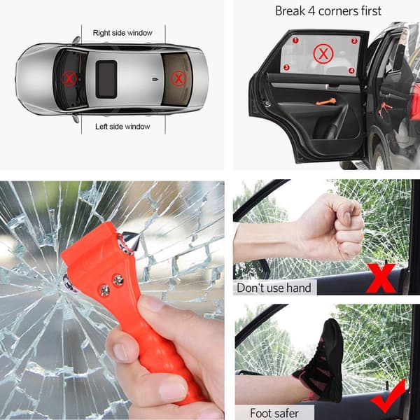 2 stycken räddningshammare, bilsäkerhetshammare, nödutgångsverktyg