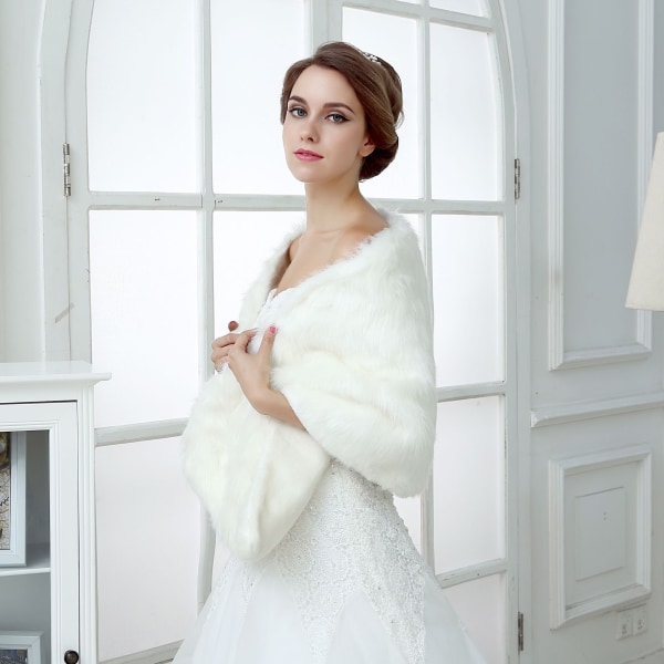 1 st Faux Fur Sjal, Vintervärme Tjock Bröllop Bankett Päls