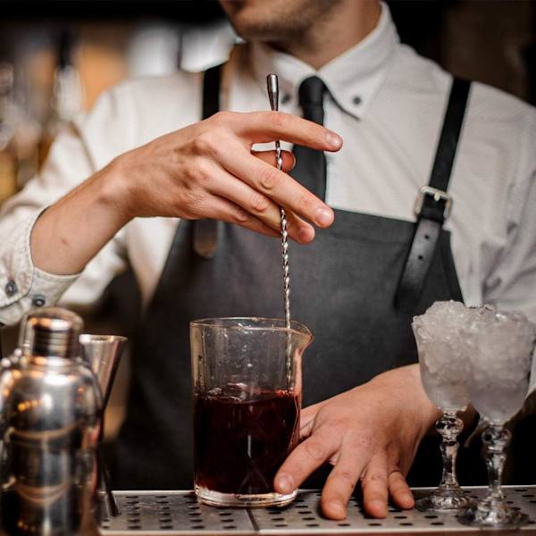 Cocktail-skje i rustfritt stål, lang vridd håndtak for bartender