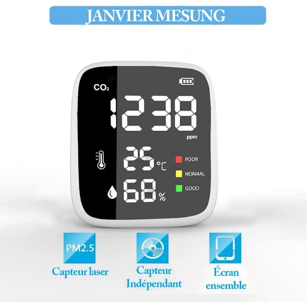 Mini bärbar CO2-detektor - Hem-CO2-sensor - Enheter för mätning