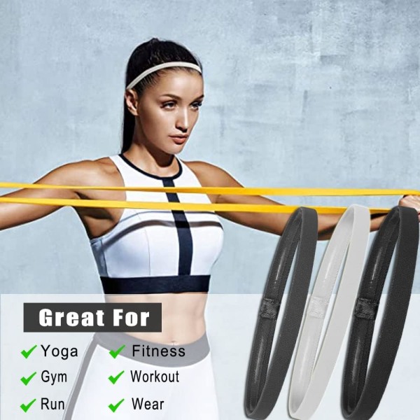 Anti-skli elastisk sportshodebånd for menn og kvinner, farget hodebånd sportshodebånd elastisk pannebånd