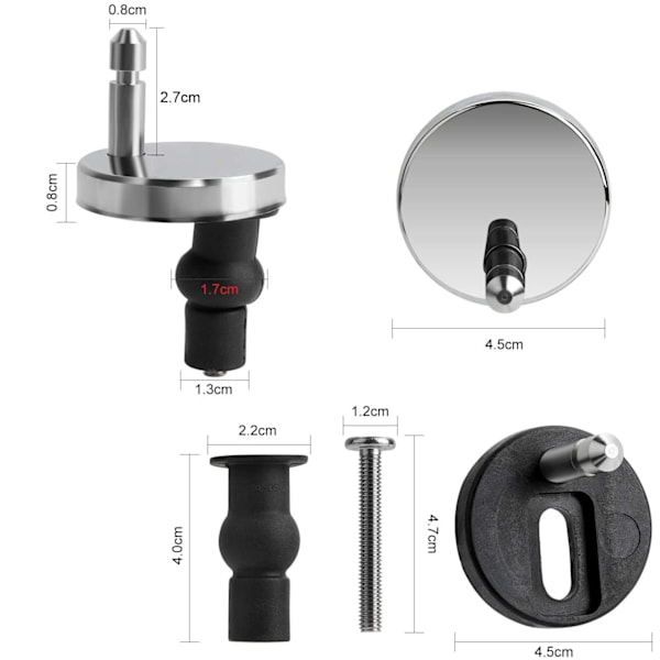 Set med 2 Universal Toalettstolsfästen, gångjärn, Toalettstolslock