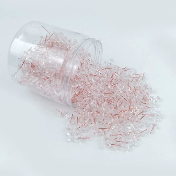 Roséguld Push Pins, 400 Genomskinliga Huvud Push Pins Roséguld Push Pins