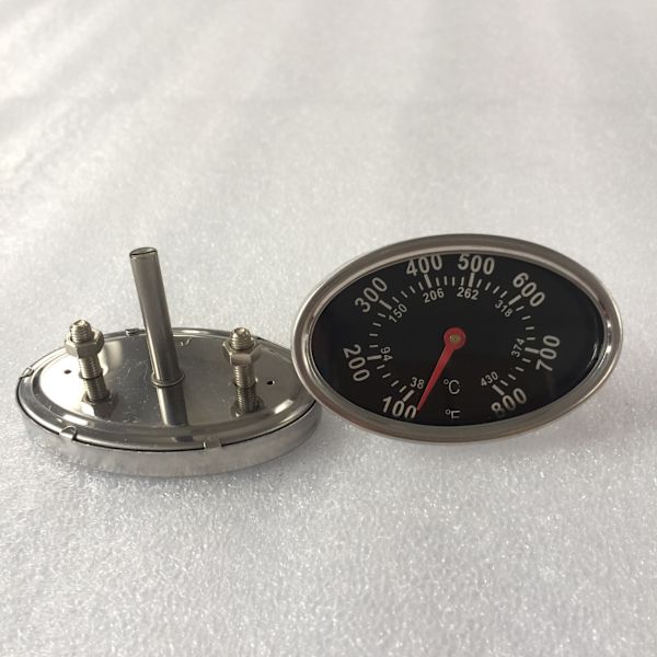 1 stk. Oval Formet BBQ Ryger Grill Termometer, Rustfrit Stål
