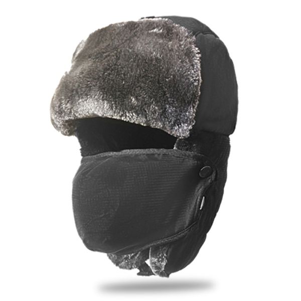 Vintermössa för män och kvinnor med konstpälsfoder och öronlappar - varm beanie