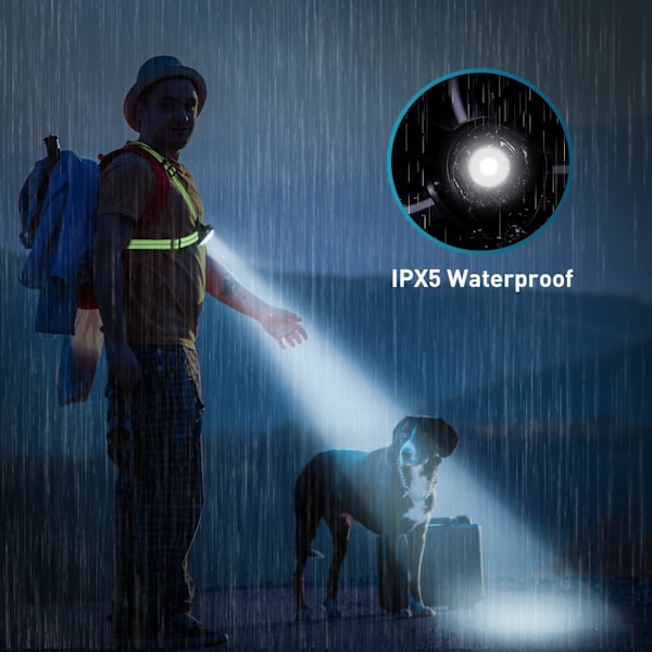Löplampa för hundpromenader, jogging och löpning i mörkret, USB-uppladdningsbar