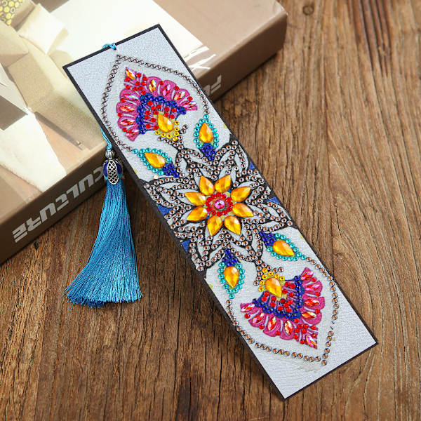 DIY mandala blomsterform diamantmaleri læder bogmærke tas