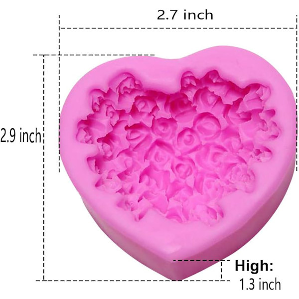 Liten Silikon 3D Rose Blomsterform Kjærlighet Hjerteform Fondant S DXGHC
