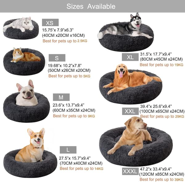 Kattsäng Donut Cuddler, 70 cm Mörkgrå Plysch Rund