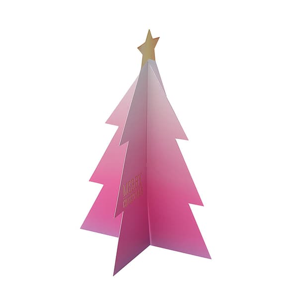 12 styck 3D-julgranskort med guldstämpling