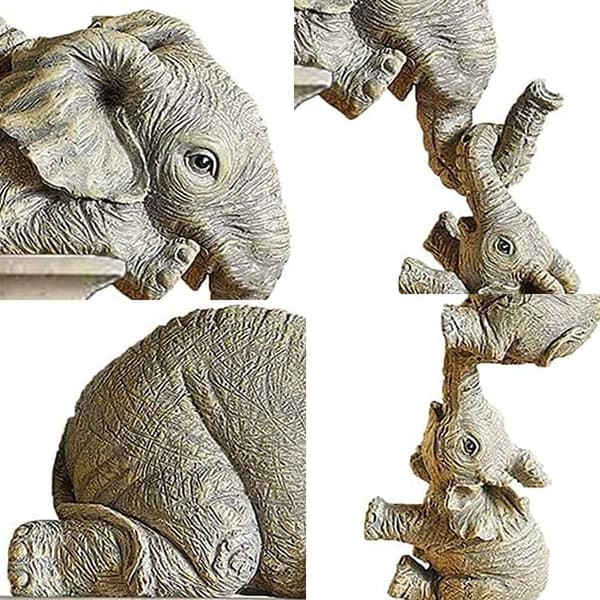 Elefant Statue, 3 Dele Resin Elefant Sæt, Elefant Ornament, El