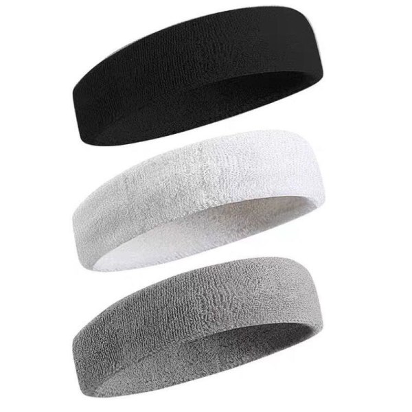 3stk Sports pannebånd for herre og dame, elastisk svettebånd anti-sl