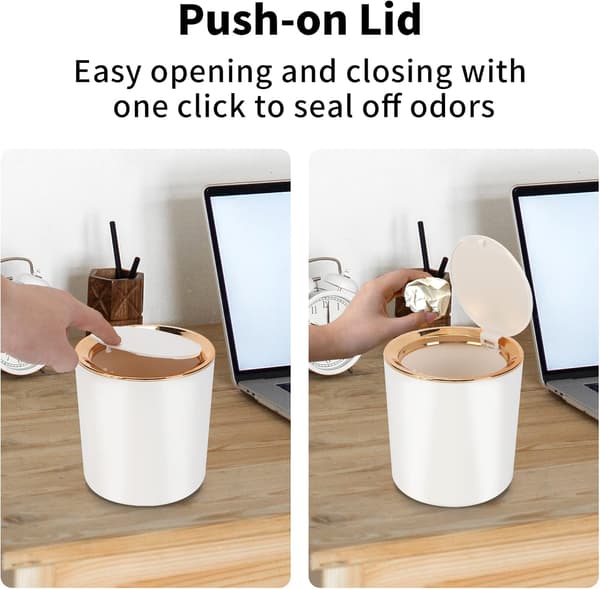 Bordssopbehållare med lock, Mini plastsoppurka, Liten soppurka
