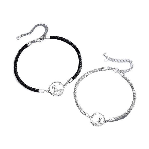 2 PC Rocky Silver Little Prince and Fox Lovers Hand Rope armbånd