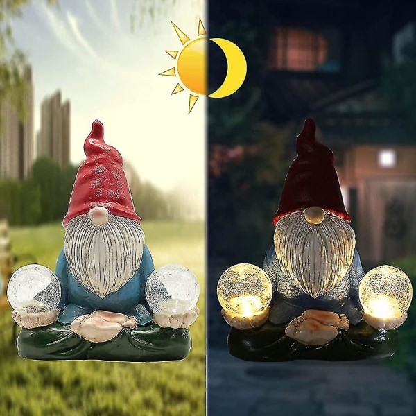 Garden Resin Statue - Långt skägg Christmas Gnome 2 Magic Ball DXGHC