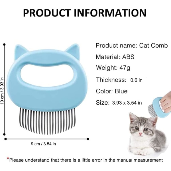 Pelsbørste (Blå), Massasje Kattbørste, Pelsbørste for Hund og Katt, Katt og Hund PelsStell