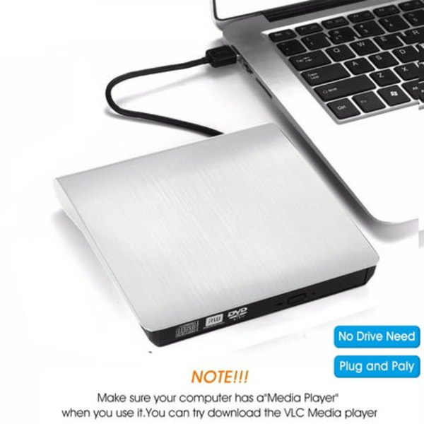 Ultrathin Ulkoinen CD/DVD-asema, USB 3.0 Kannettava CD/DVD+/- RW-asema