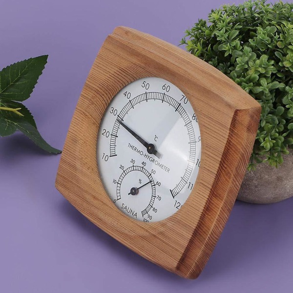 Termometer og Hygrometer i Massivt Træ til Sauna