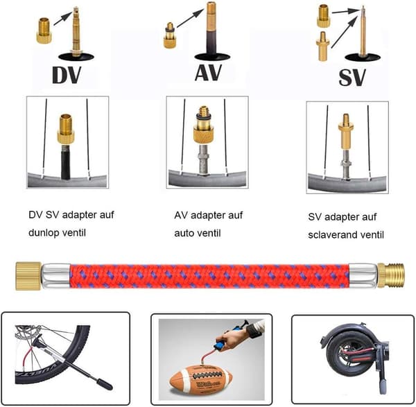 21-dels Brass Ventiladapterverktyg, Bollpumpnål, Cykelventil
